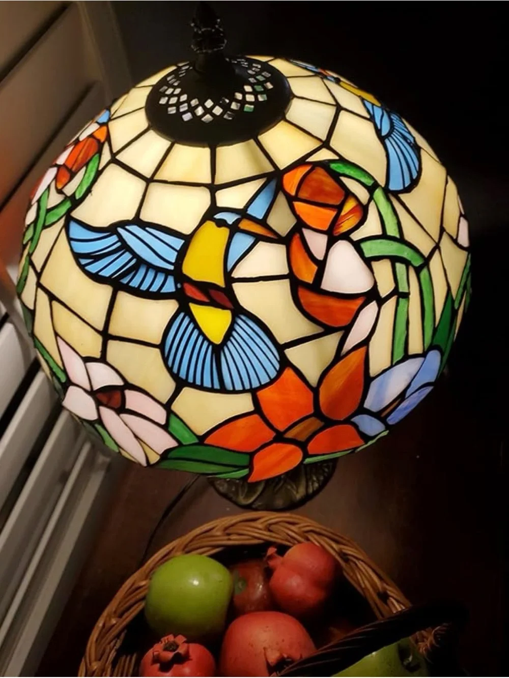 Tiffany Style Hummingbird Stained Glass Table Lamp Bedside Desk Lamp 18”